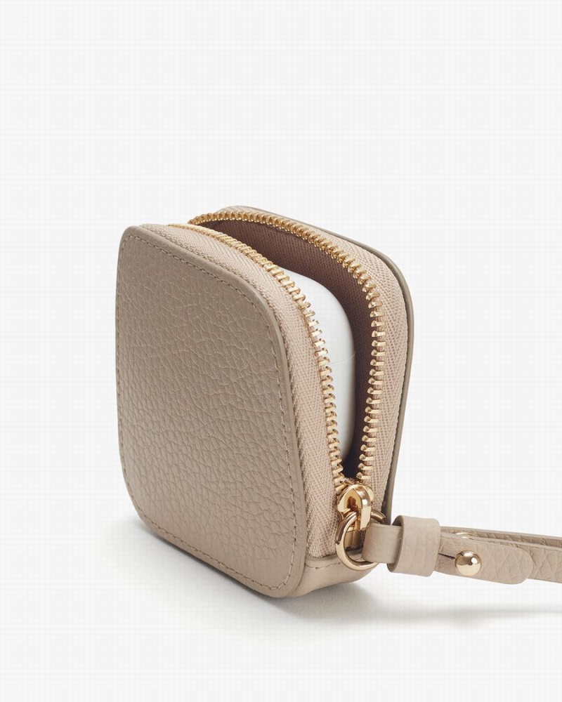 Bolsa Estuche Cuyana Cuero Airpod Mujer Gris | RSU2940IH