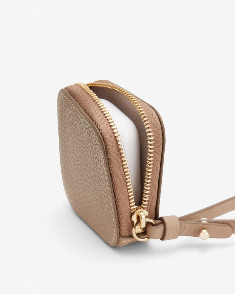 Bolsa Estuche Cuyana Cuero Airpod Mujer Kaki | HTI5588UC