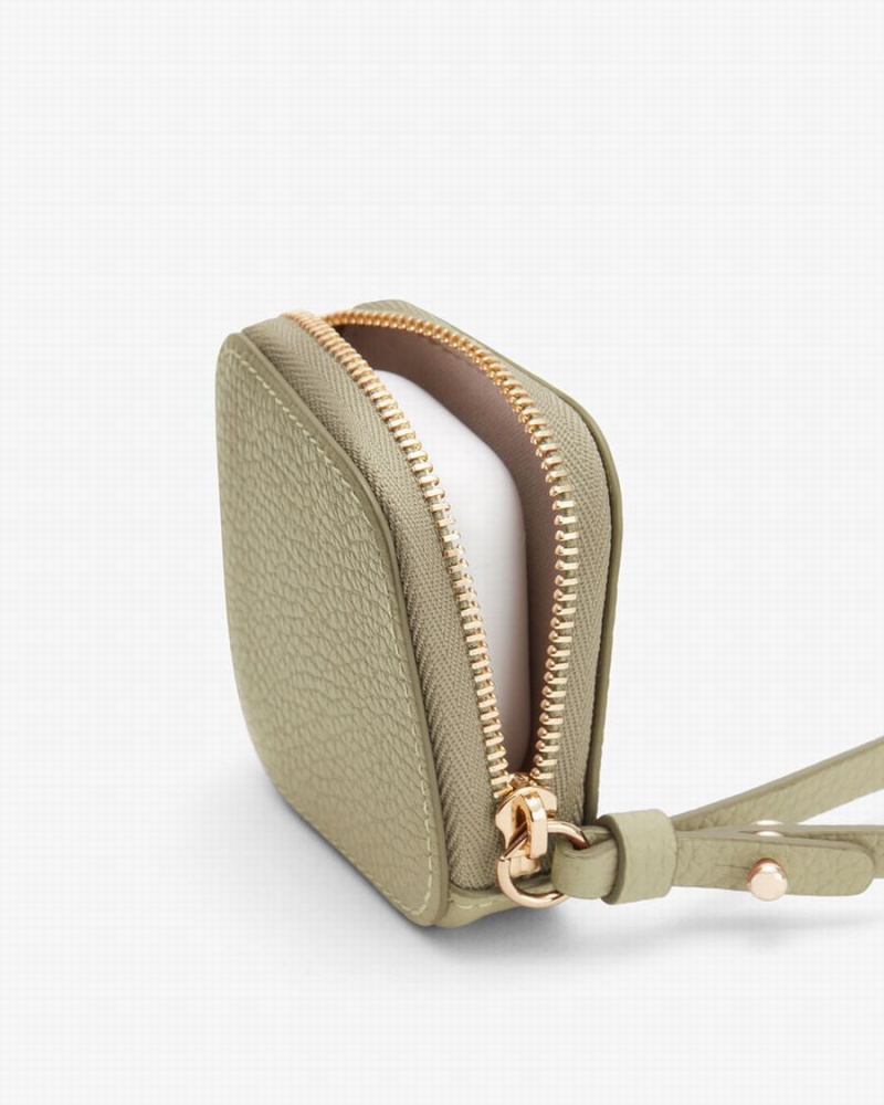 Bolsa Estuche Cuyana Cuero Airpod Mujer Verde | ZRQ2072MD
