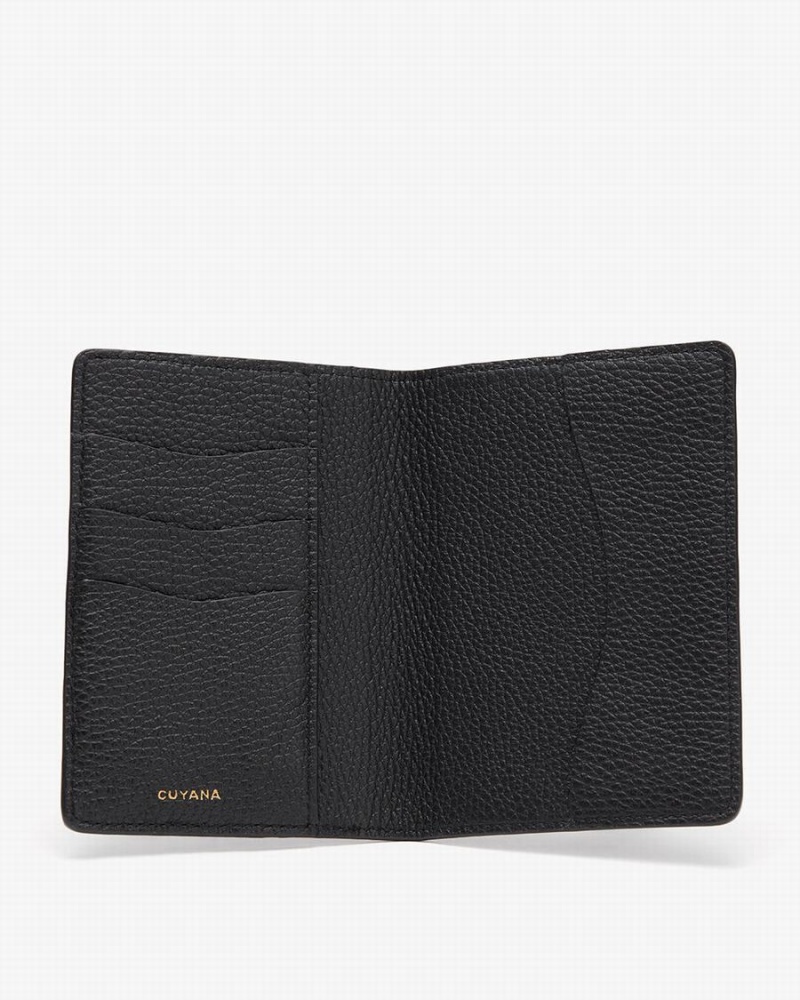 Bolsa Estuche Cuyana Slim Cuero Passport Mujer Negras | NUU3657SS