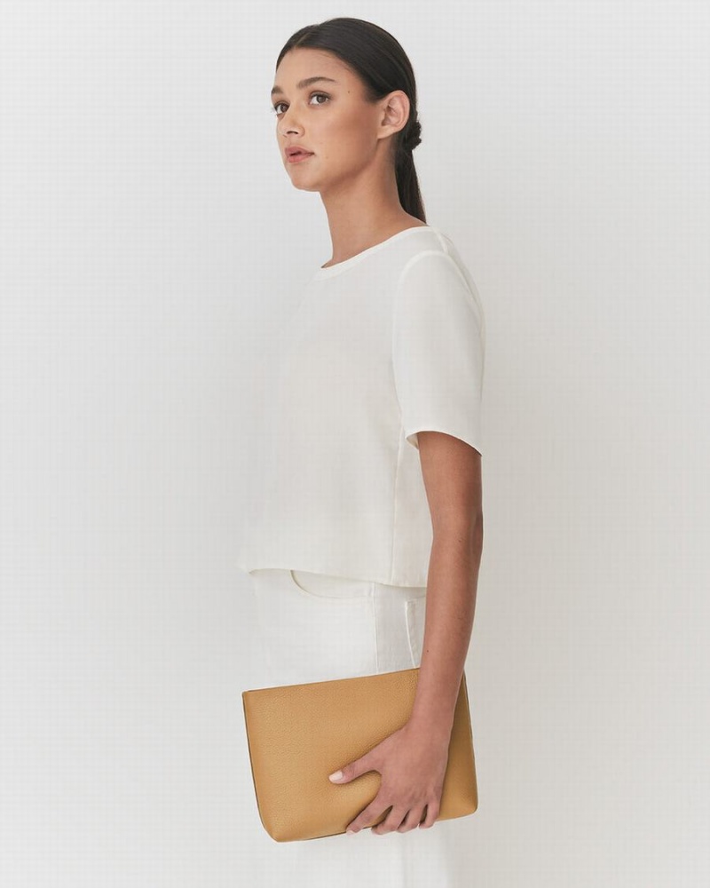 Bolso Pequeño Cuyana Small Cremallera Mujer Amarillo Marrones | TGM3095FJ