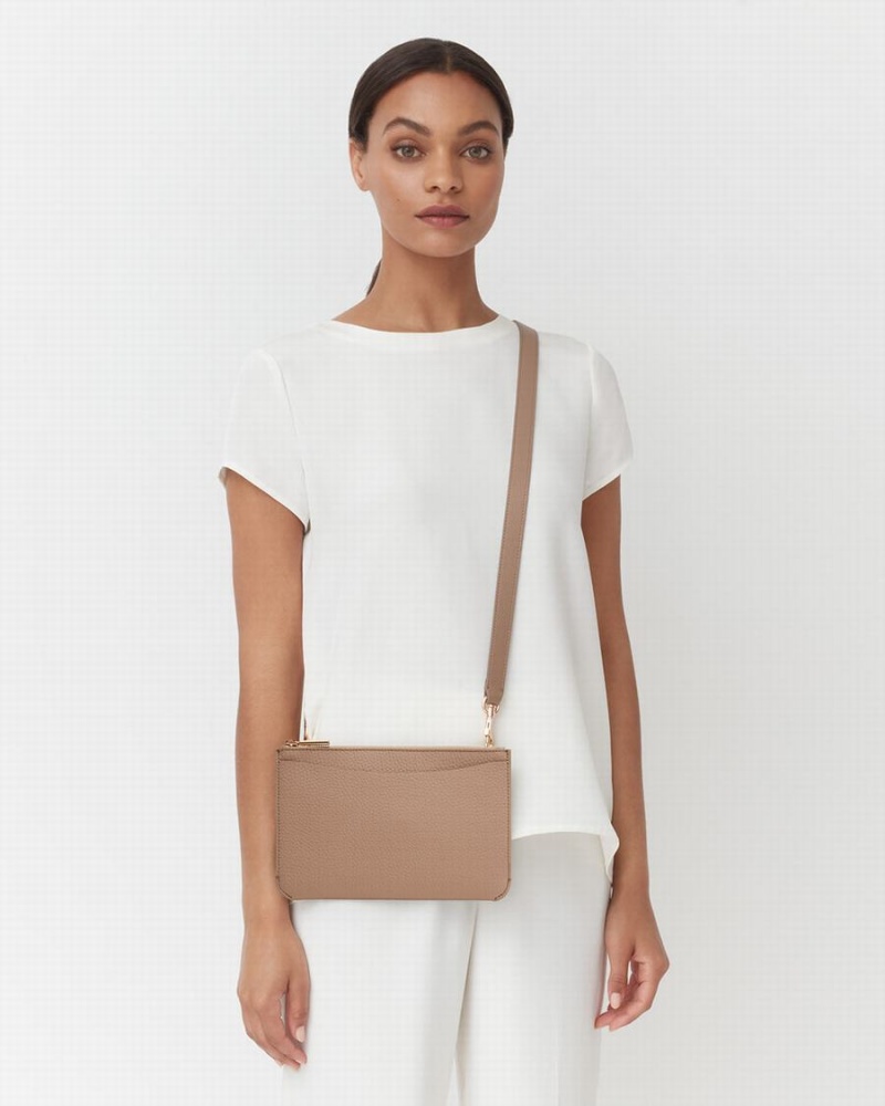 Bolso Pequeño Cuyana System Cremallera Mujer Kaki | NZS4616EN