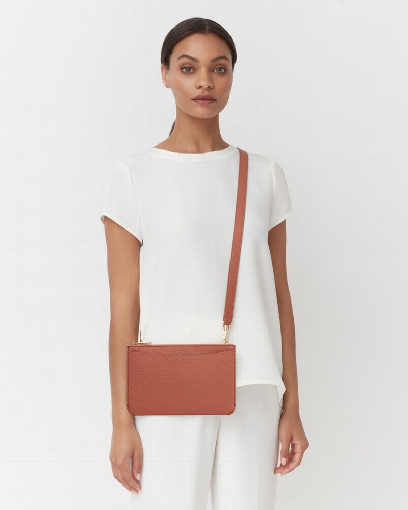 Bolso Pequeño Cuyana System Cremallera Mujer Rojas Marrones | SKL4016HD