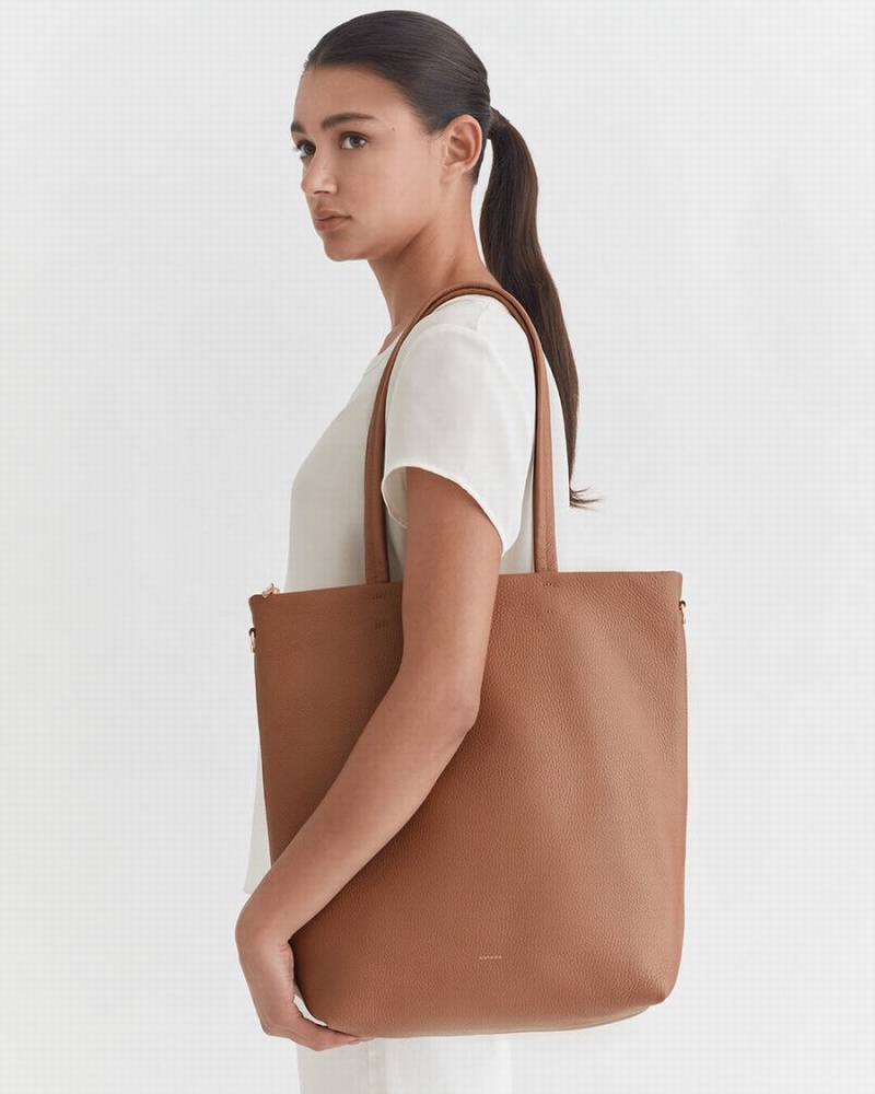 Bolso Tote Cuyana Altas Easy Cremallera Mujer Marrones | JFL5156LK