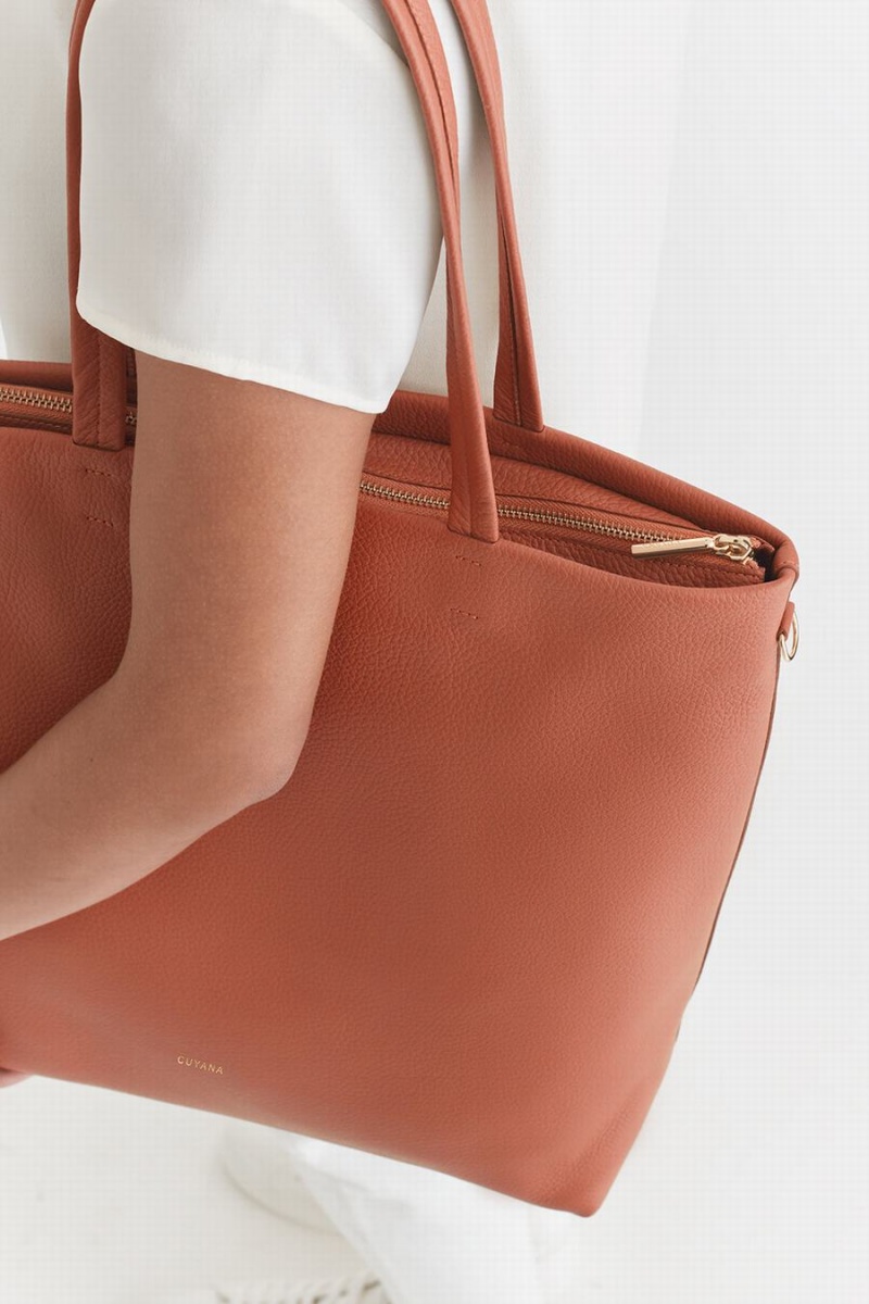 Bolso Tote Cuyana Altas Easy Cremallera Mujer Rojas Marrones | BWD1865BZ