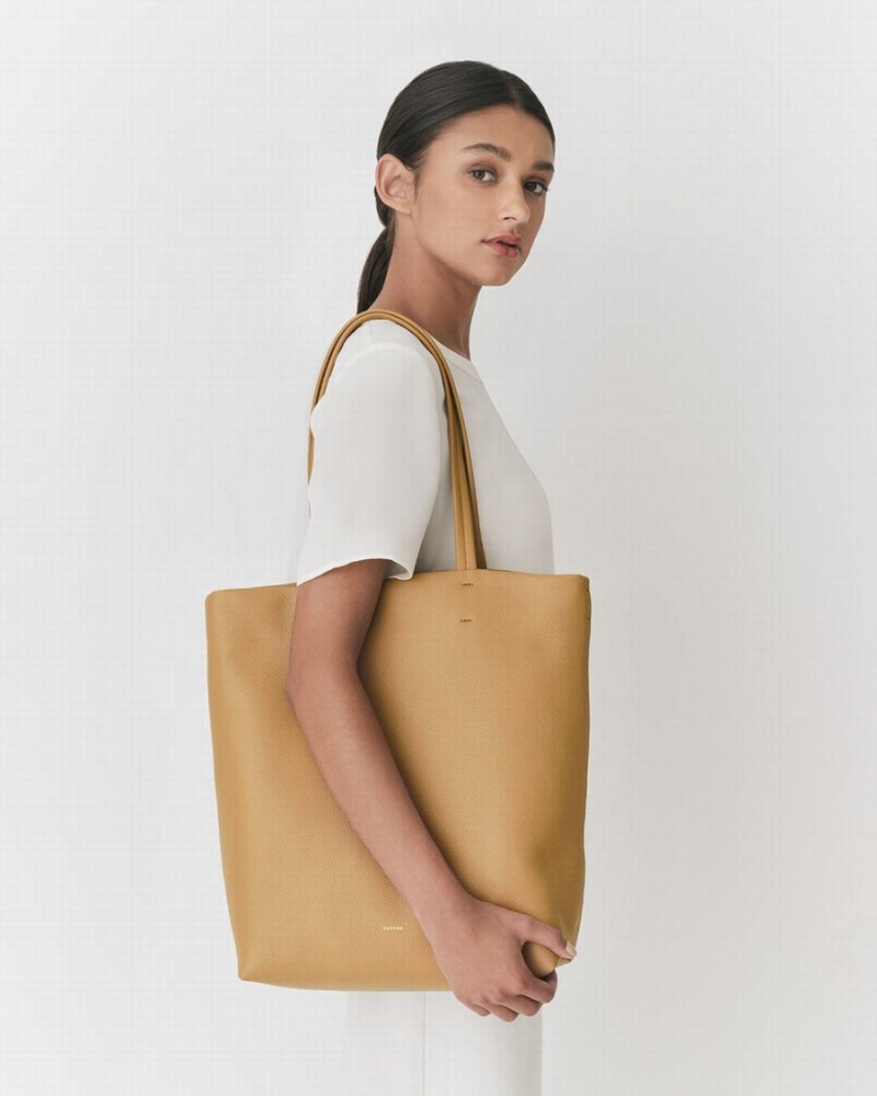 Bolso Tote Cuyana Altas Easy Mujer Amarillo Marrones | XMX6477PD