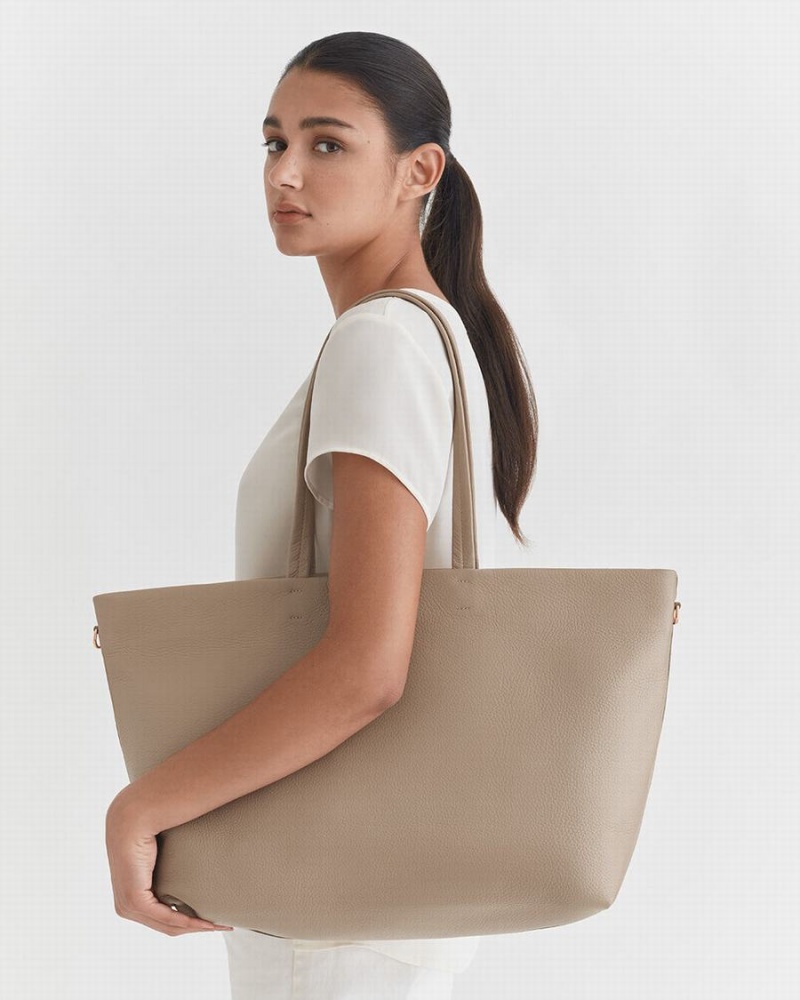 Bolso Tote Cuyana Classic Easy Cremallera Mujer Gris | AIM6230LM