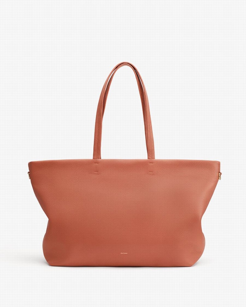 Bolso Tote Cuyana Classic Easy Cremallera Mujer Rojas Marrones | FLL3929GU