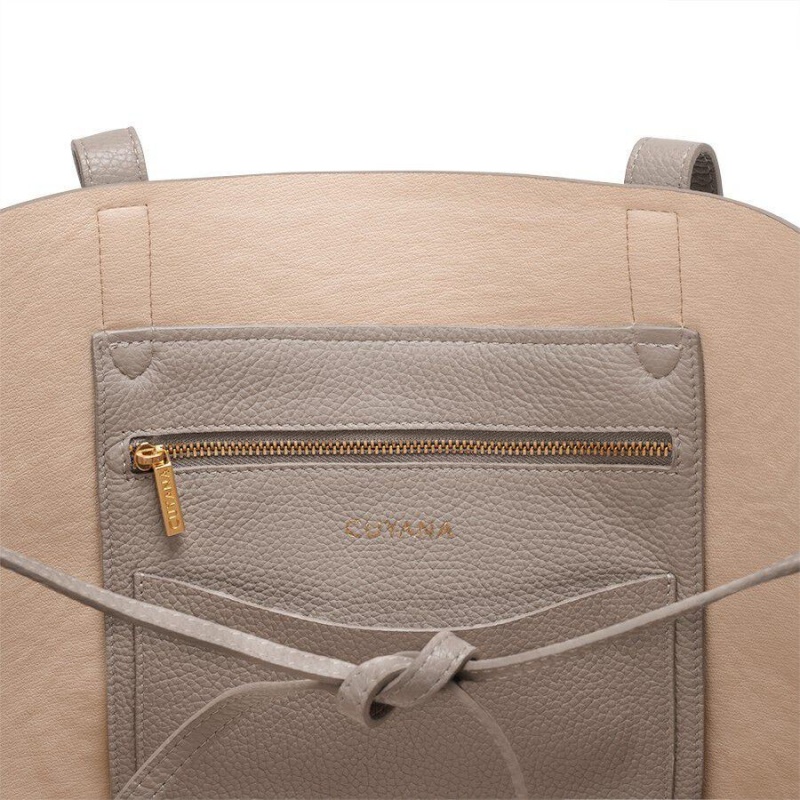 Bolso Tote Cuyana Classic Structured Cuero Mujer Gris Rosas | EWA9810DM