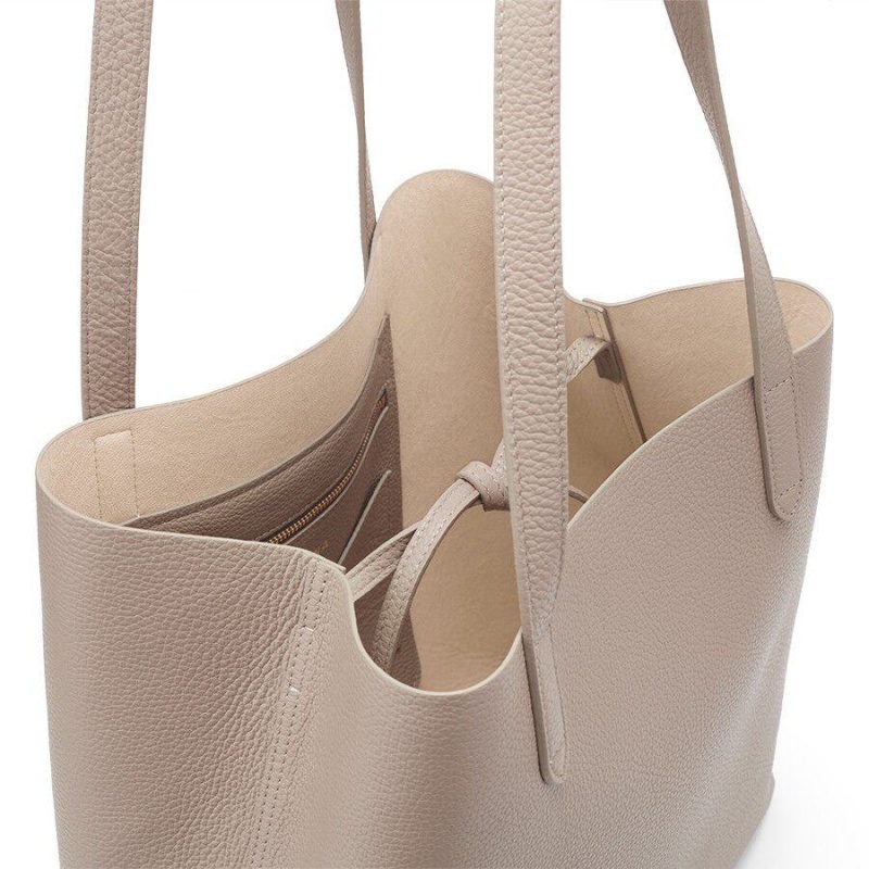 Bolso Tote Cuyana Classic Structured Cuero Mujer Gris Rosas | EWA9810DM