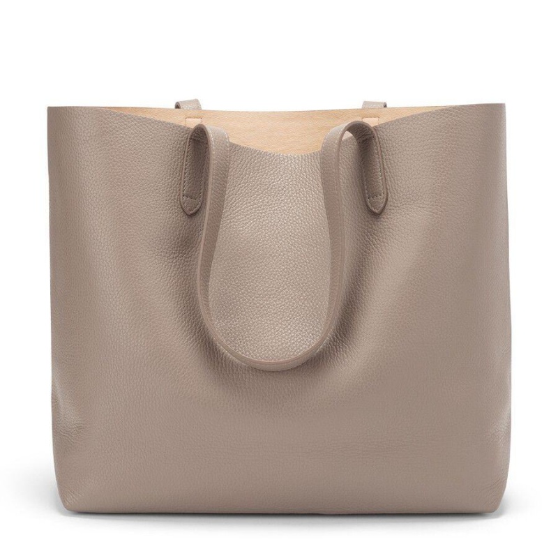 Bolso Tote Cuyana Classic Structured Cuero Mujer Gris Rosas | EWA9810DM