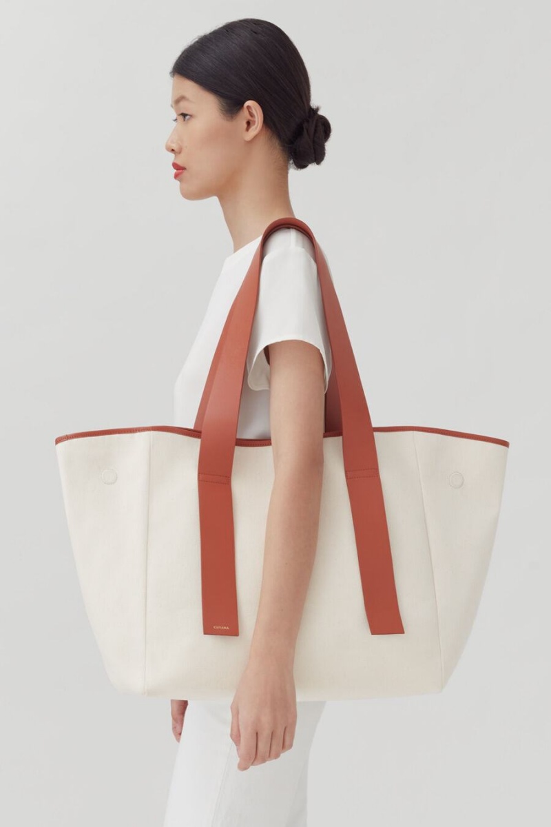 Bolso Tote Cuyana Lona Mujer Beige | JDG8629II