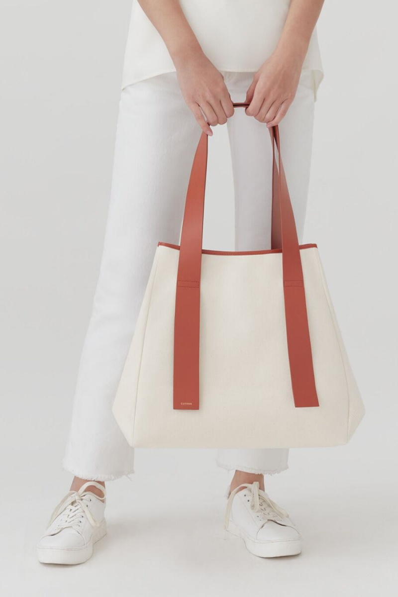 Bolso Tote Cuyana Lona Mujer Beige | JDG8629II