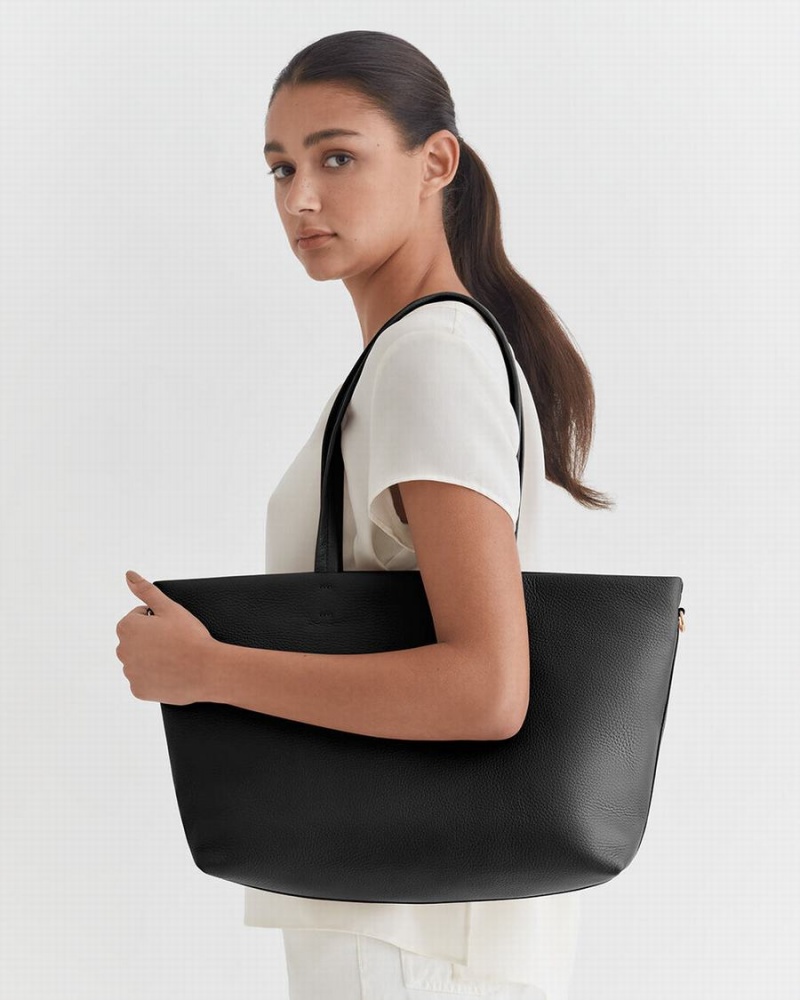 Bolso Tote Cuyana Small Easy Cremallera Mujer Negras | VVV37100IV
