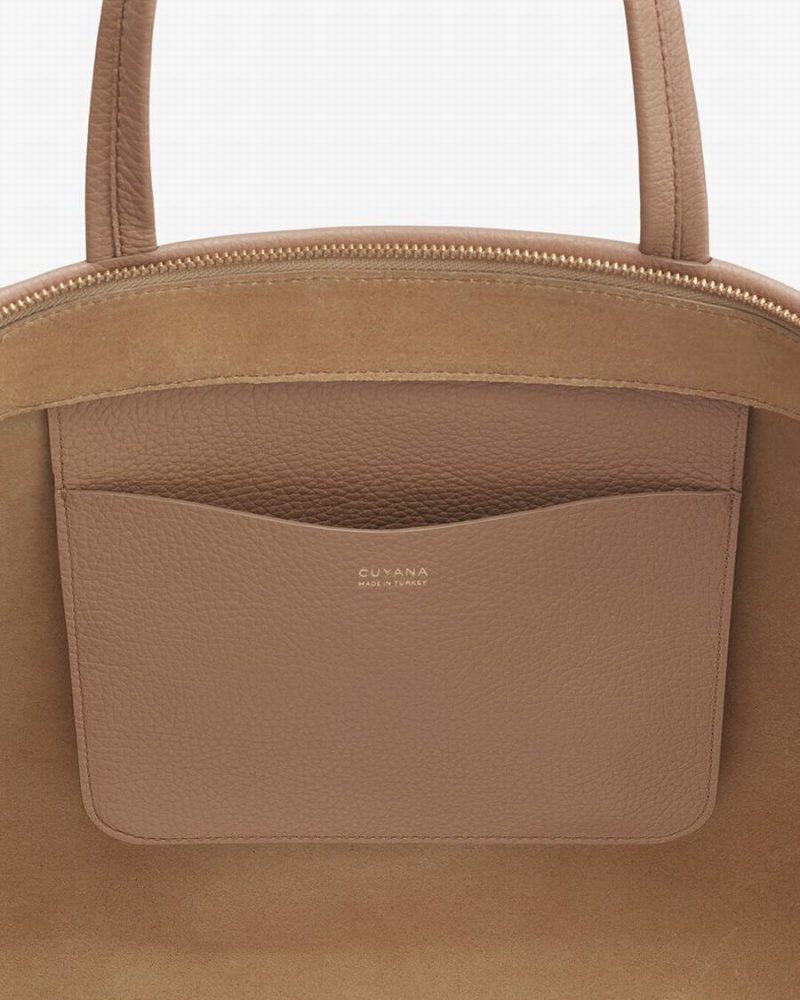 Bolso Tote Cuyana Small Easy Cremallera Mujer Kaki | NFX8672JZ