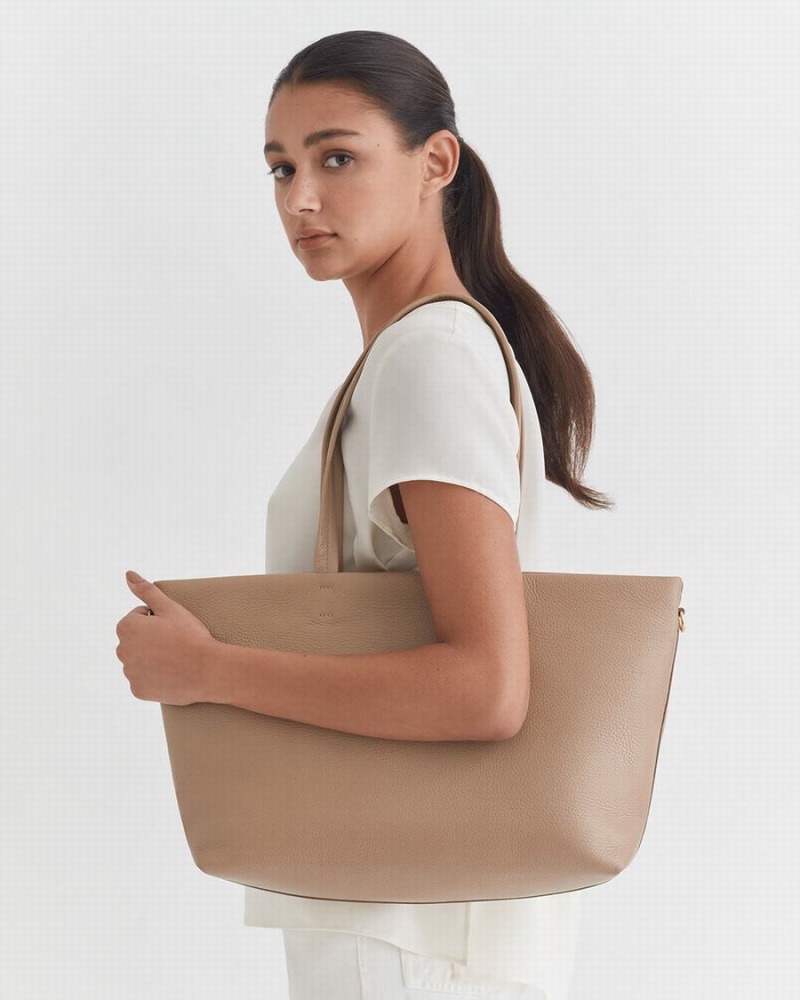Bolso Tote Cuyana Small Easy Cremallera Mujer Kaki | NFX8672JZ