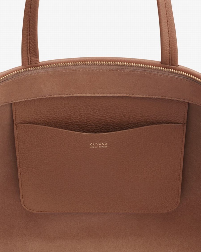 Bolso Tote Cuyana Small Easy Cremallera Mujer Marrones | HCV8741BM