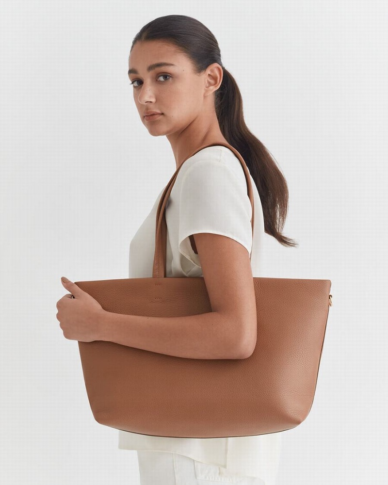 Bolso Tote Cuyana Small Easy Cremallera Mujer Marrones | HCV8741BM