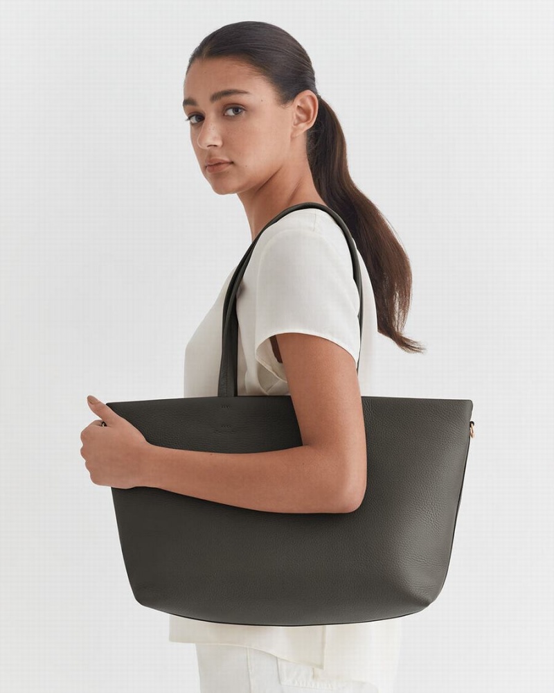 Bolso Tote Cuyana Small Easy Cremallera Mujer Verde Oscuro | PUN7417RE
