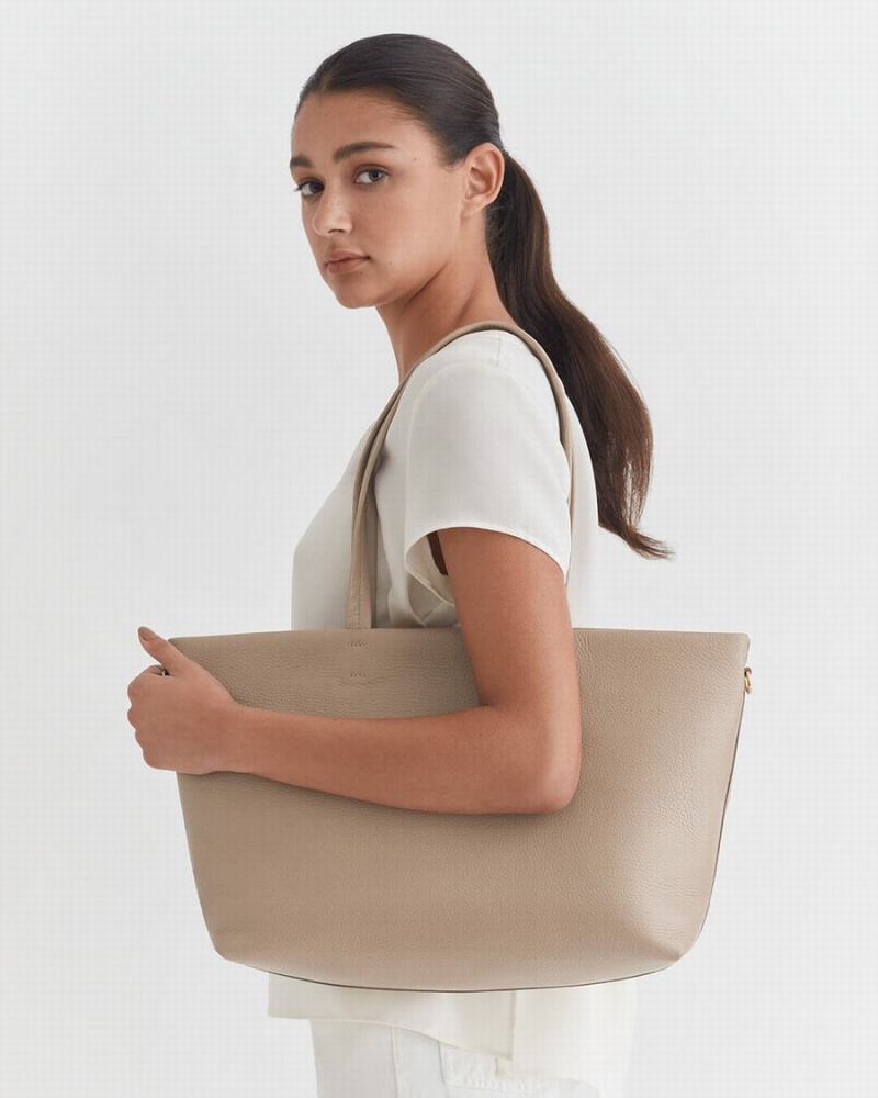 Bolso Tote Cuyana Small Easy Cremallera Mujer Gris | WYC1022DX