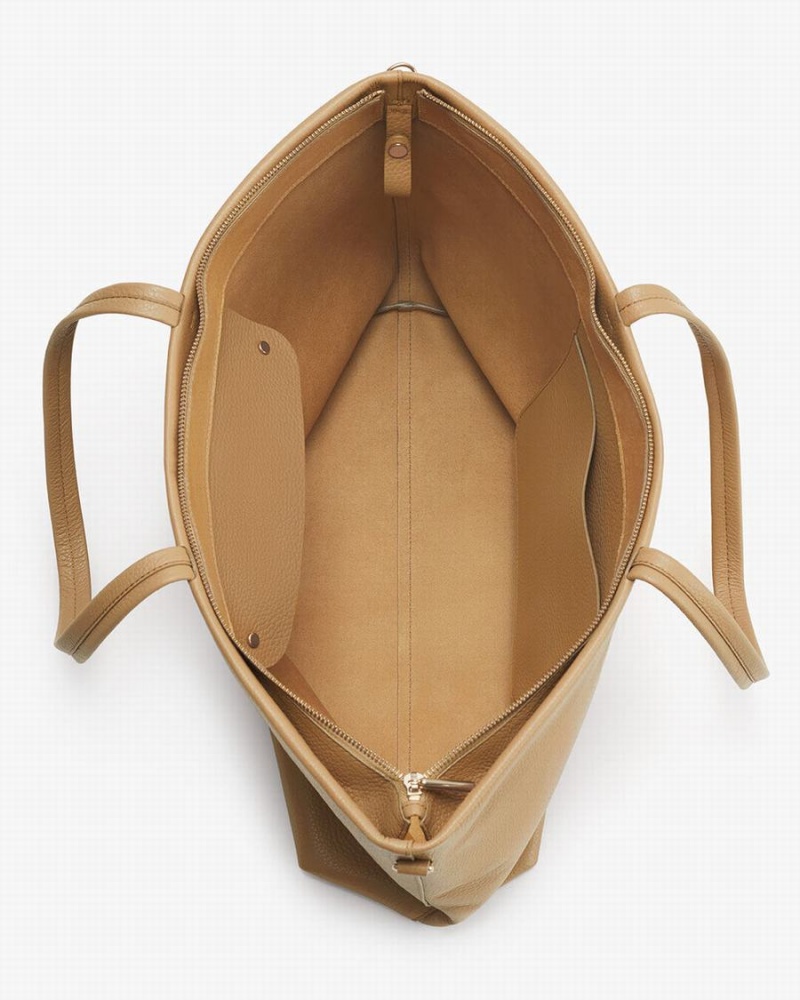 Bolso Tote Cuyana Small Easy Cremallera Mujer Amarillo Marrones | PAL10031IG