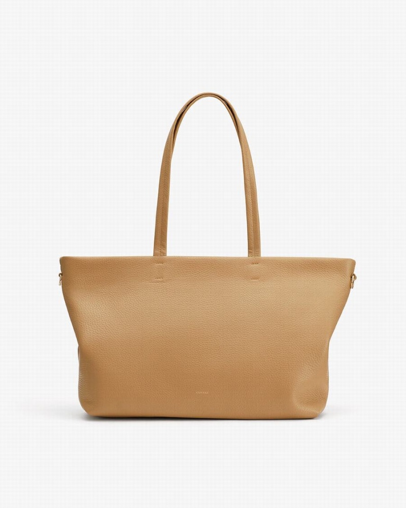 Bolso Tote Cuyana Small Easy Cremallera Mujer Amarillo Marrones | PAL10031IG