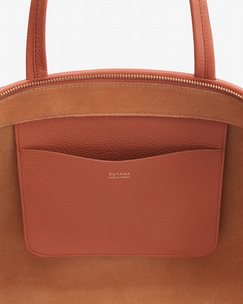 Bolso Tote Cuyana Small Easy Cremallera Mujer Rojas Marrones | OCM2214OQ