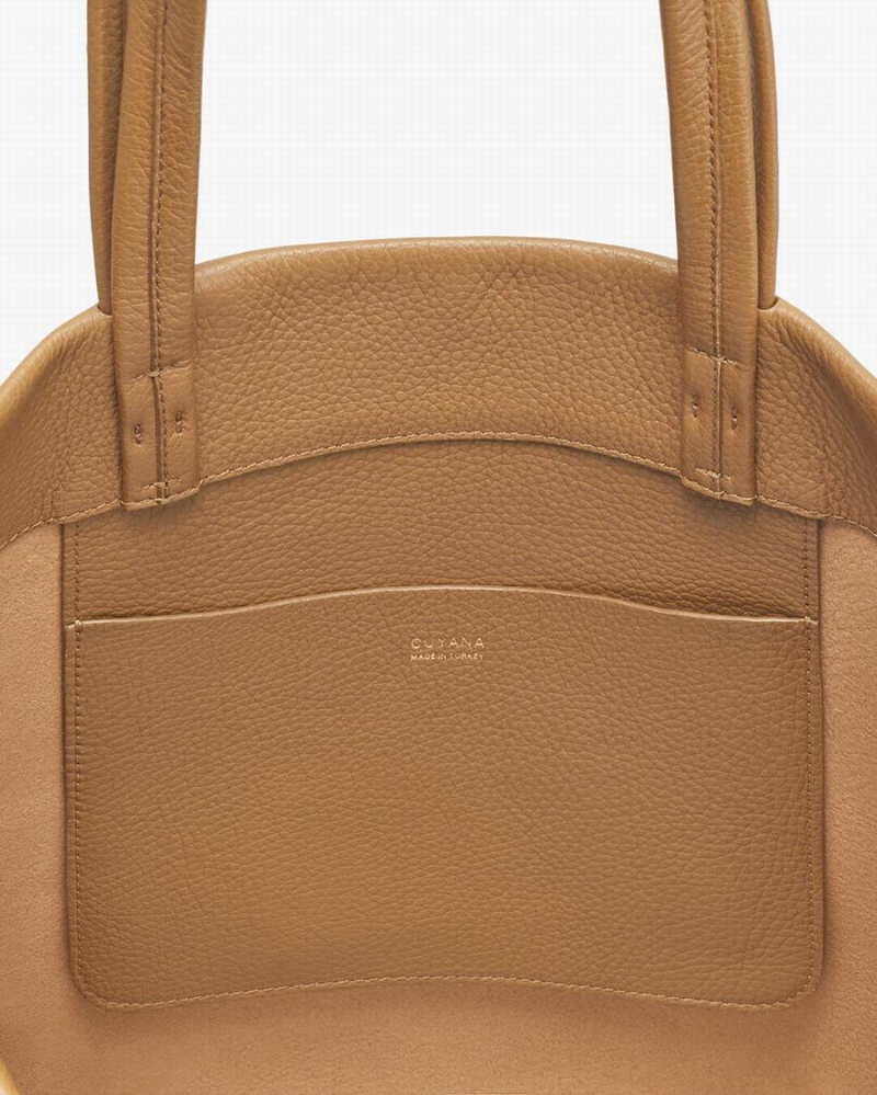 Bolso Tote Cuyana Small Easy Mujer Amarillo Marrones | VJL1126JO