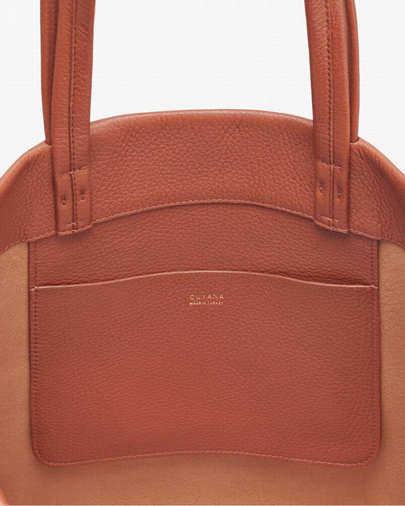 Bolso Tote Cuyana Small Easy Mujer Rojas Marrones | XND7825AR
