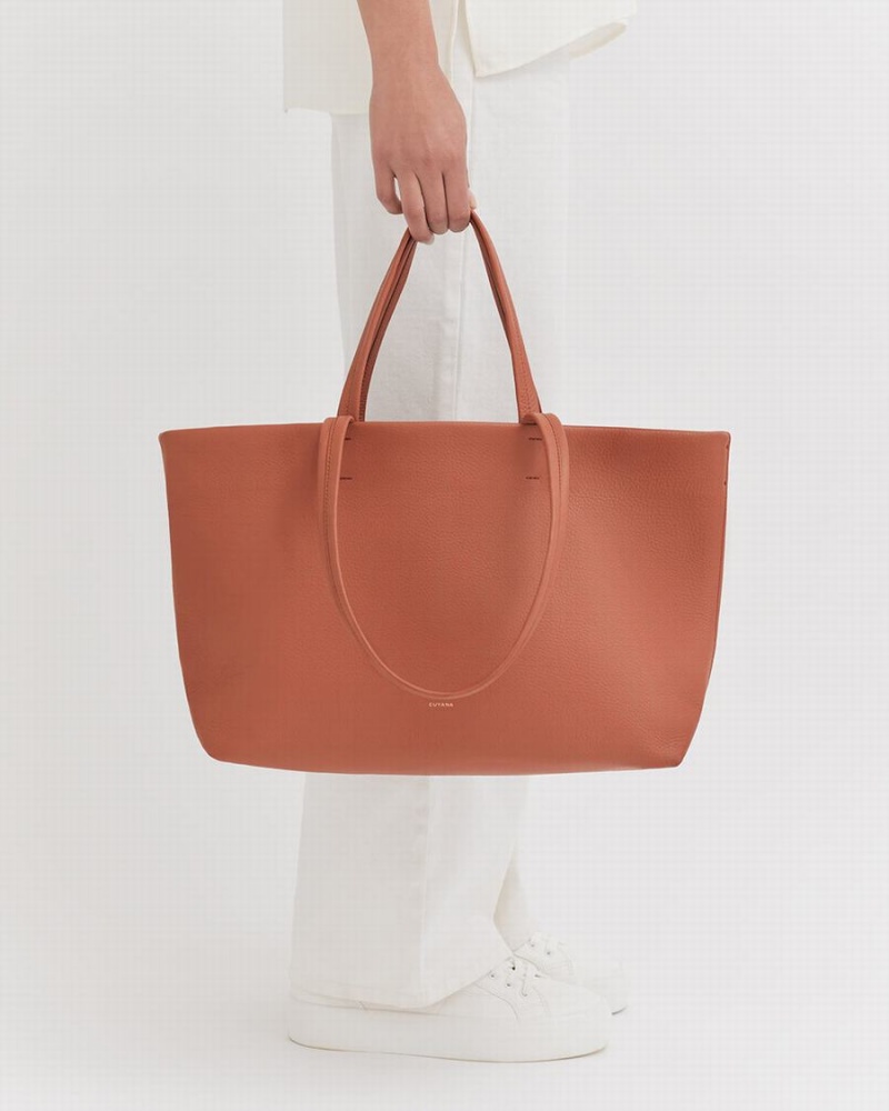 Bolso Tote Cuyana Small Easy Mujer Rojas Marrones | XND7825AR