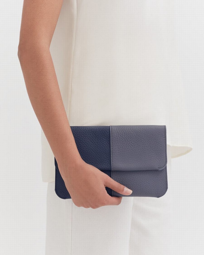 Bolso de Mano Cuyana System Flap Mujer Azul Marino | LAM2251JD