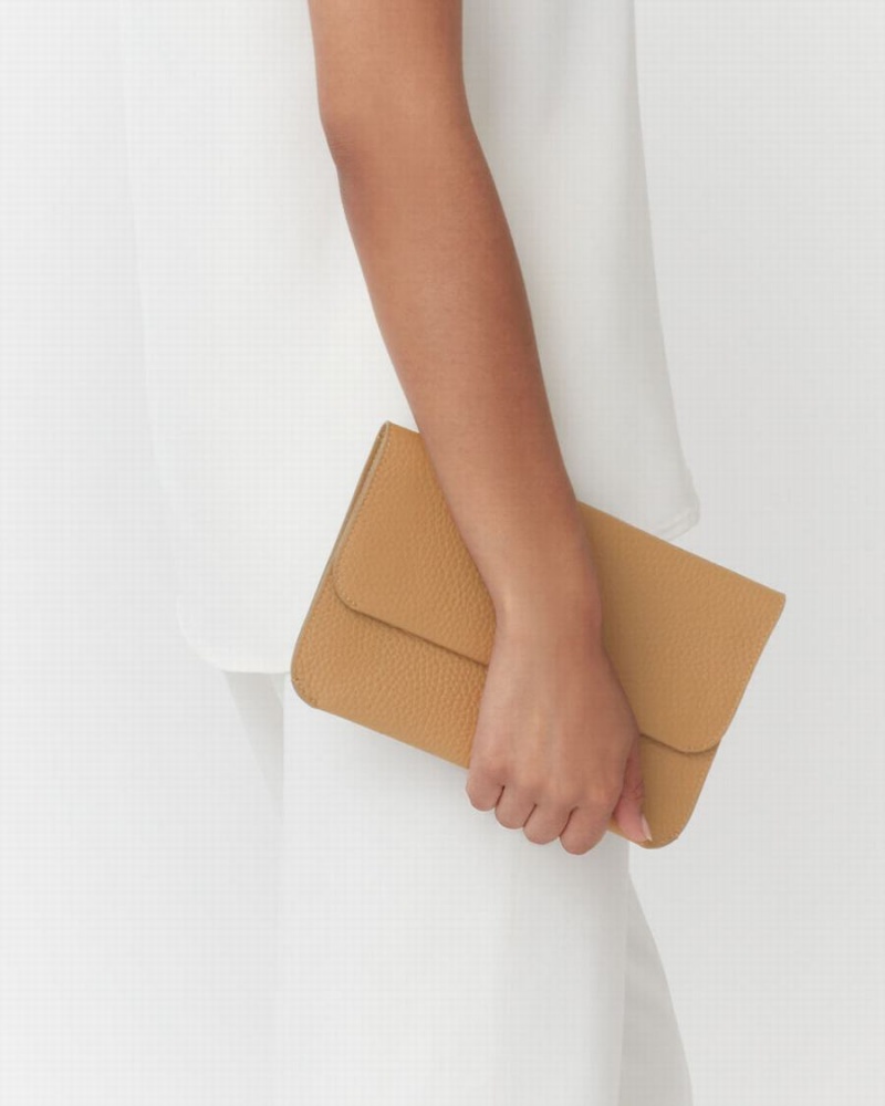 Bolso de Mano Cuyana System Flap Mujer Amarillo Marrones | YXX96OI