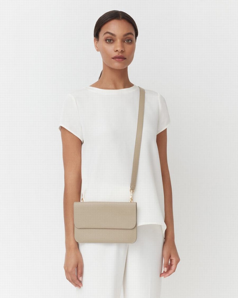 Bolso de Mano Cuyana System Flap Mujer Gris | ZGS2855IM
