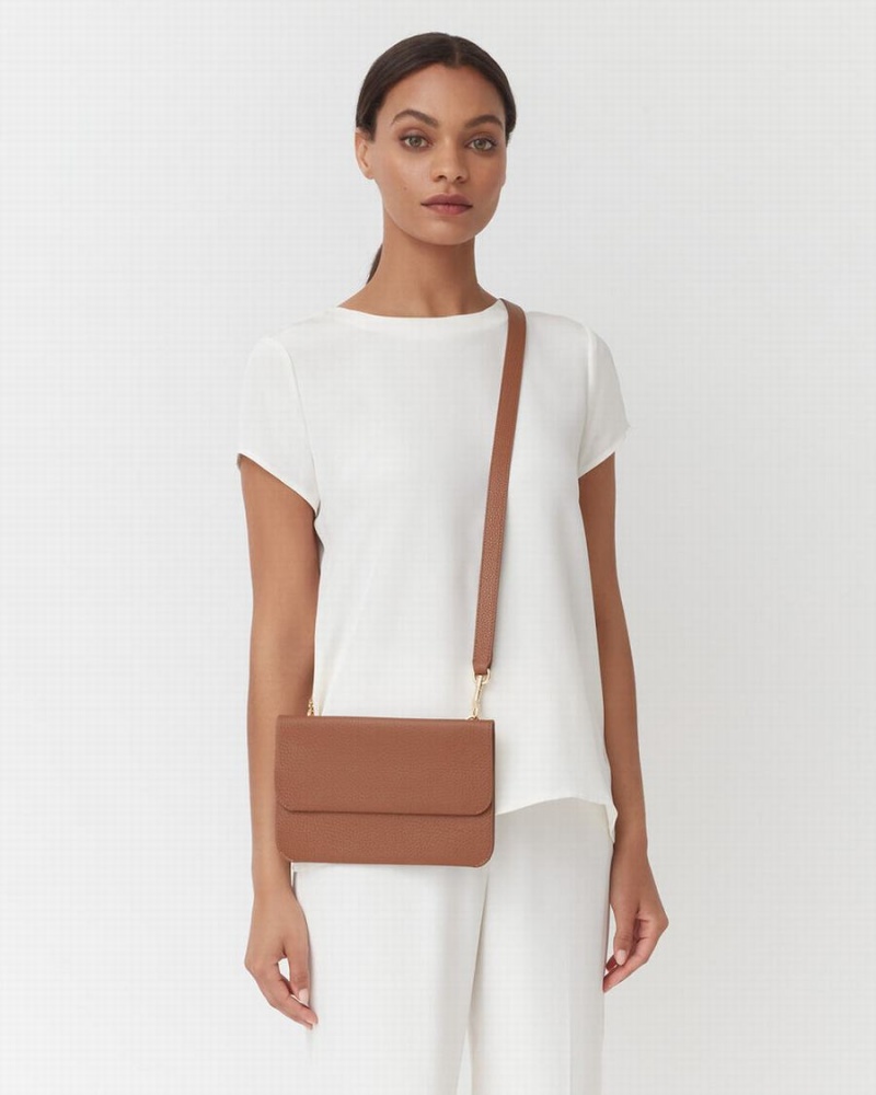 Bolso de Mano Cuyana System Flap Mujer Marrones | PNH7254OX