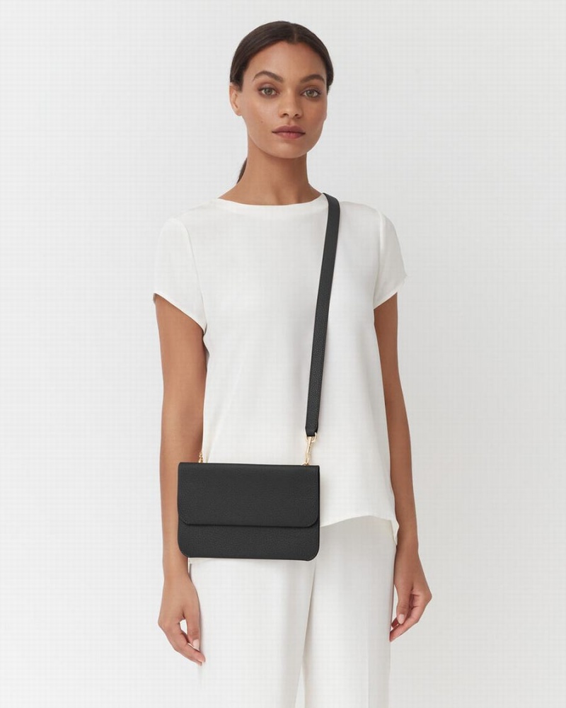 Bolso de Mano Cuyana System Flap Mujer Negras | PQG2260EL