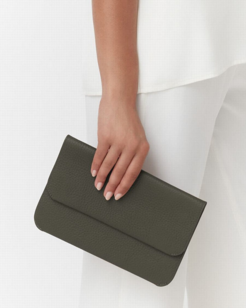 Bolso de Mano Cuyana System Flap Mujer Verde Oscuro | NLE8823NZ
