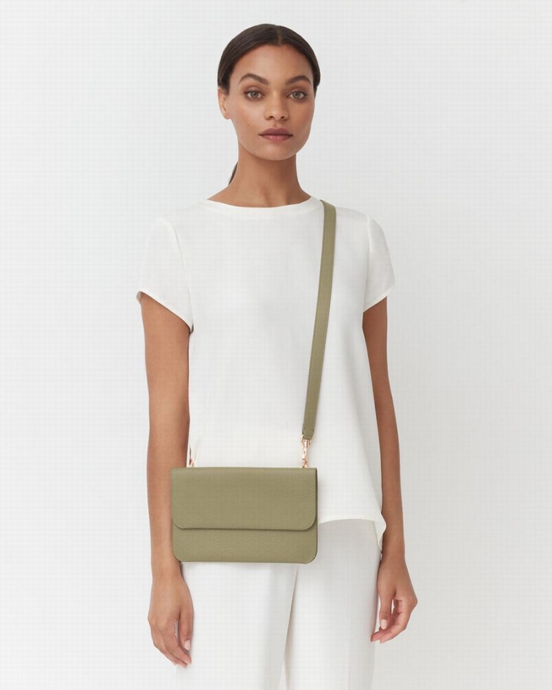 Bolso de Mano Cuyana System Flap Mujer Verde | FAC3942SE