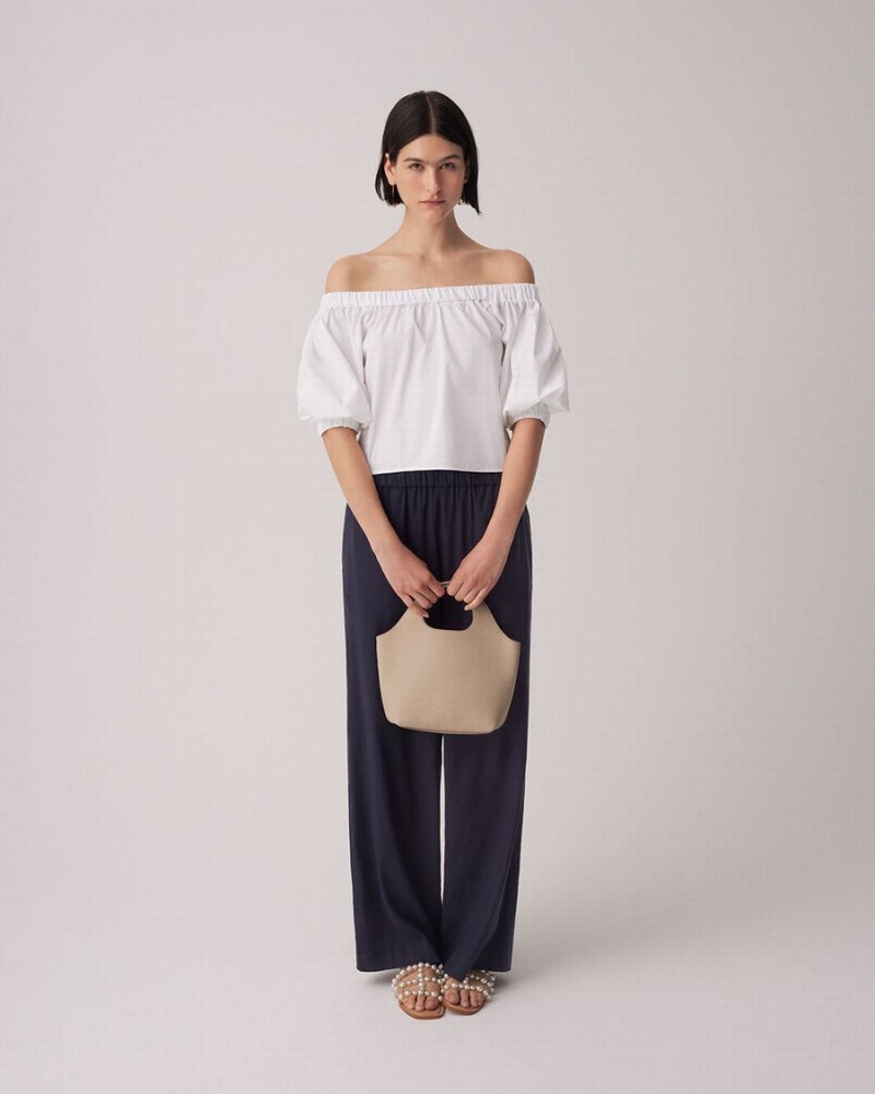 Camisa Recortada Cuyana Poplin Off-The-Shoulder Mujer Blancas | PNT1248HS