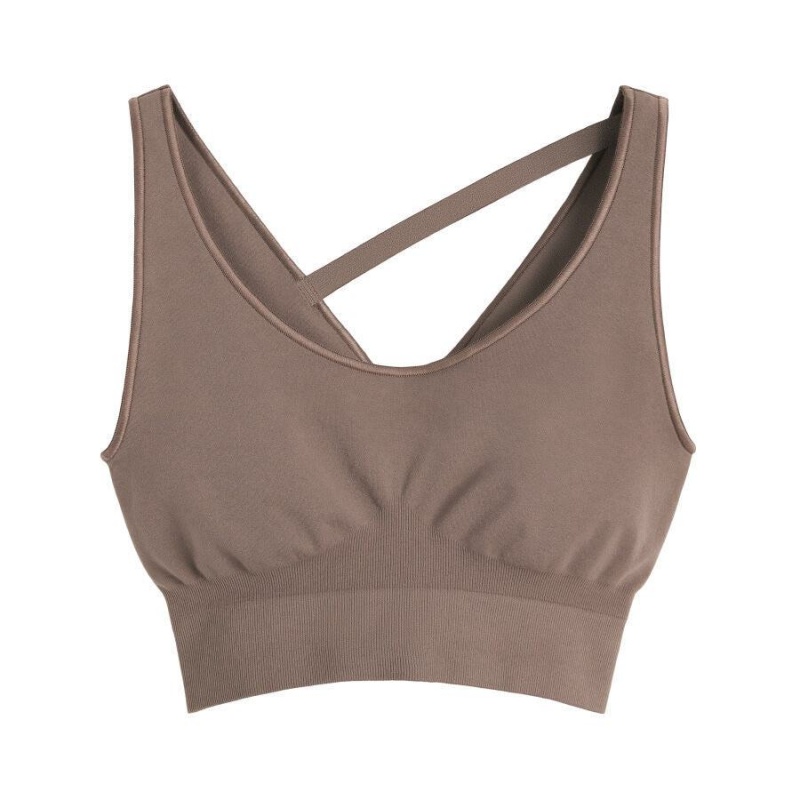 Camisa Recortada Cuyana Stretch Mujer Marrones Claro | WXI1998HU