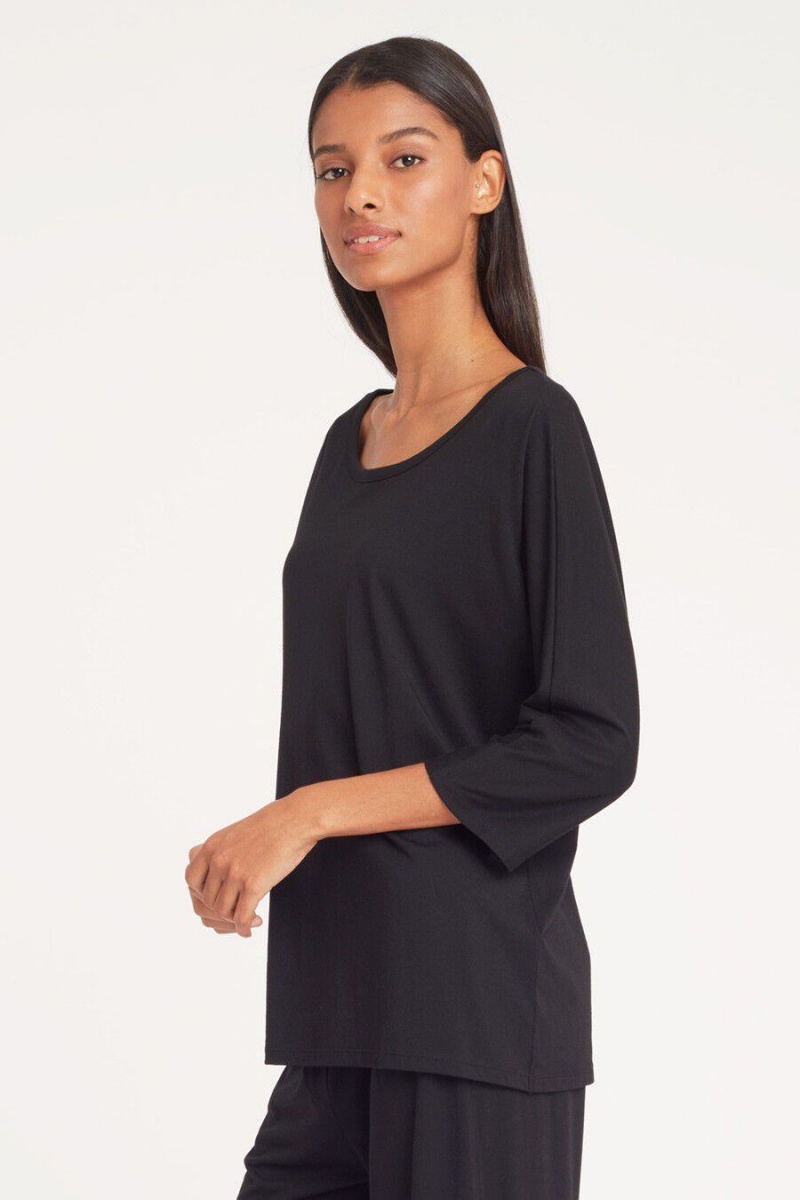 Camiseta Cuyana Organic Pima Drape-Back Mujer Negras | NOG4641OJ