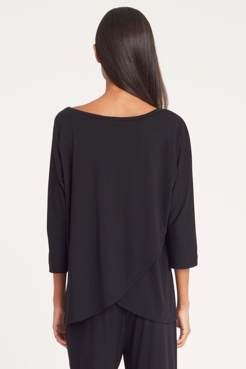 Camiseta Cuyana Organic Pima Drape-Back Mujer Negras | NOG4641OJ