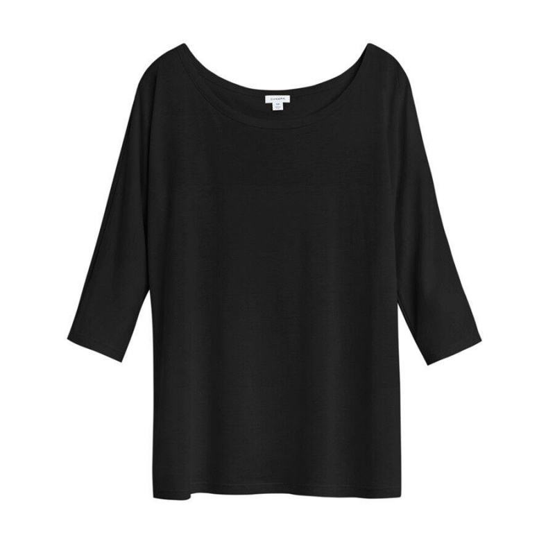 Camiseta Cuyana Organic Pima Drape-Back Mujer Negras | NOG4641OJ