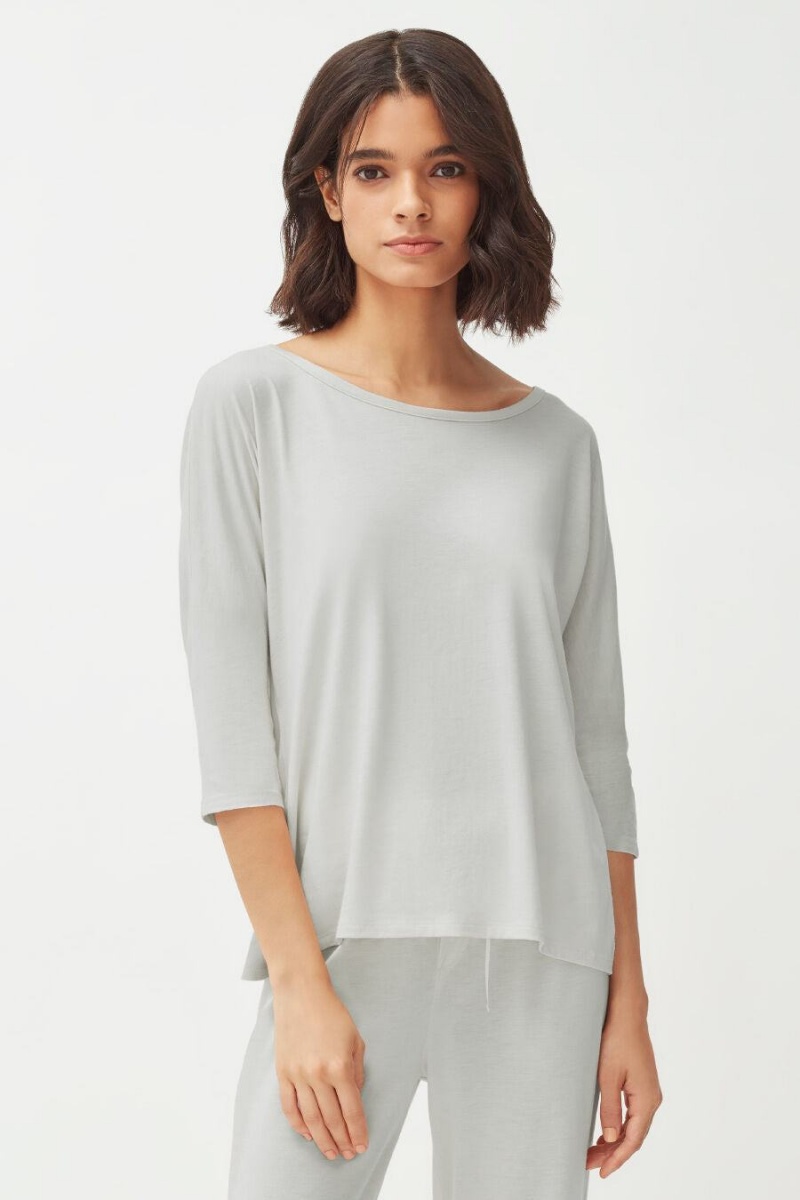 Camiseta Cuyana Organic Pima Drape-Back Mujer Gris | ZLH5991EZ