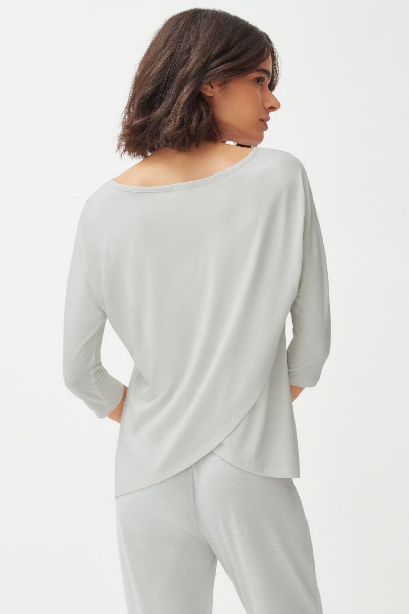 Camiseta Cuyana Organic Pima Drape-Back Mujer Gris | ZLH5991EZ