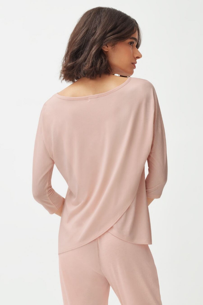 Camiseta Cuyana Organic Pima Drape-Back Mujer Rosas | RFQ1533ZR
