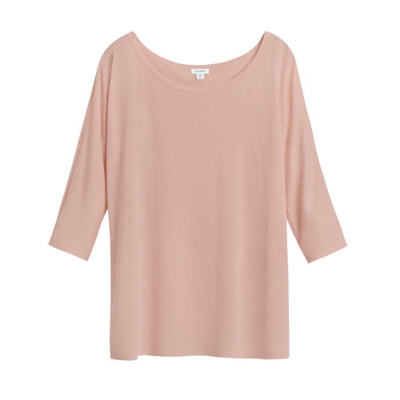 Camiseta Cuyana Organic Pima Drape-Back Mujer Rosas | RFQ1533ZR