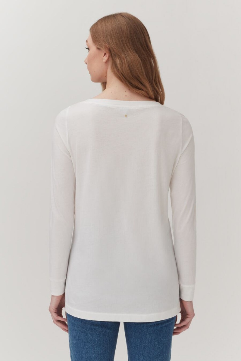 Camiseta Cuyana Pima Boatneck Long Sleeve Tee Mujer Blancas | ULQ117KG