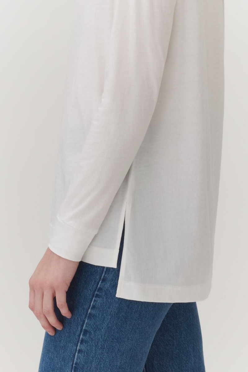 Camiseta Cuyana Pima Boatneck Long Sleeve Tee Mujer Blancas | ULQ117KG