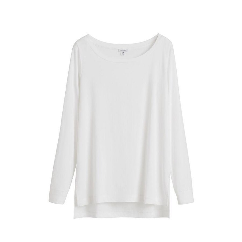 Camiseta Cuyana Pima Boatneck Long Sleeve Tee Mujer Blancas | ULQ117KG