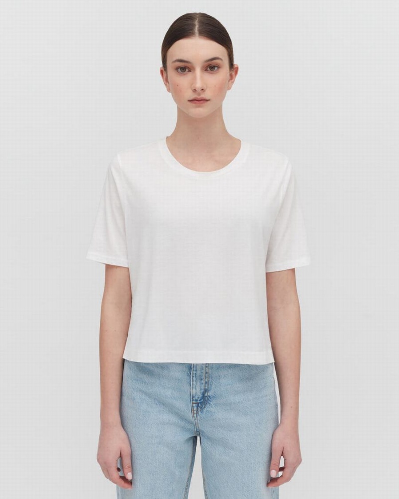 Camiseta Cuyana Pima Cropped Tee Mujer Blancas | SBW3513HH